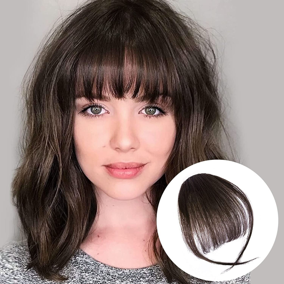 Unisex Multicoloured Hair Clip In Bangs Synthetic Wispy Bangs Fringe With Temples Hairpieces For Women Clip On Air Bangs Flat Neat Bangs Hair Extension For Daily Wear