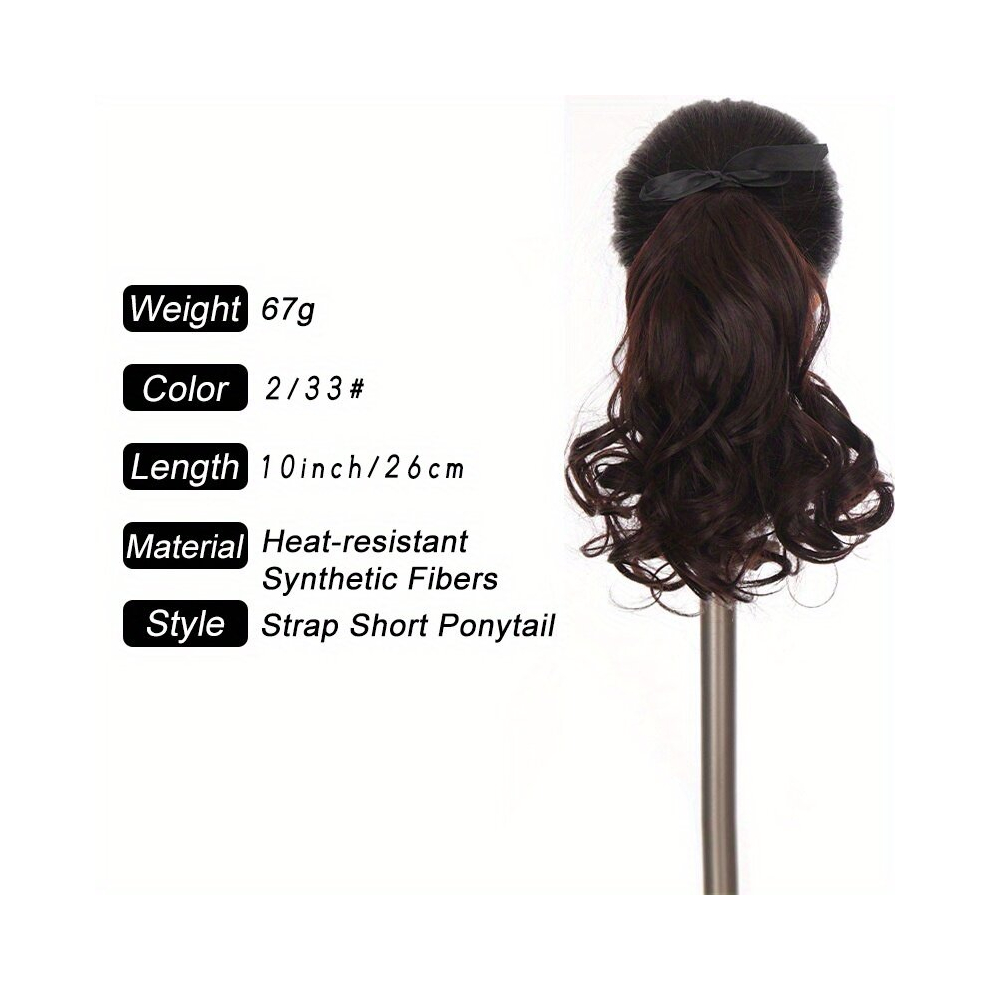 Heat Resistant Synthetic Short Curly Ponytail Extensions with Ties Perfect for Women and Girls