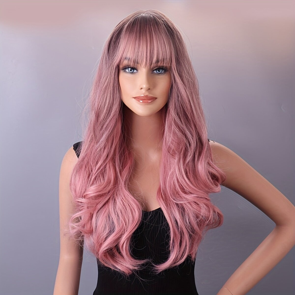 Unisex Multicoloured Ombre Long Curly Wavy Wig Synthetic Wig Beginners Friendly Heat Resistant