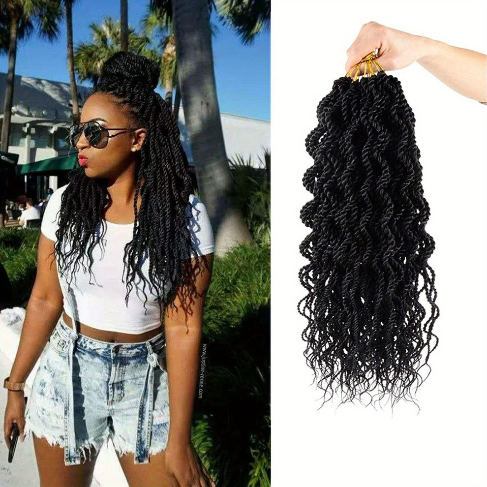 Unisex Multicoloured 6Packs 45 Wavy Senegalese Twisted Crochet Woven Hair Suitable For Women Crochet Woven Senegalese Twisted Synthetic Woven Hair Extensions 1Pack 18Inch