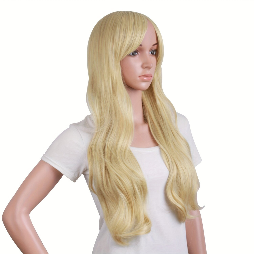 Unisex Multicoloured Costume Wigs Blonde Long Curly Wig Synthetic Wig With Bangs Movie Cosplay Wig For Halloween Cosplay Party