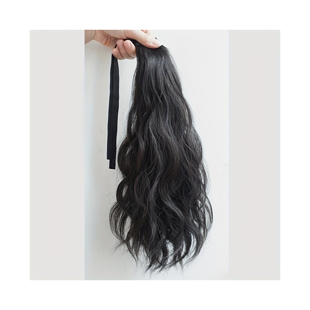 Ponytail With Hair Tie Wrapped Around Long Curly Wavy Ponytail Extensions Synthetic Clip In Hair Extensions Natural Looking For Daily Use