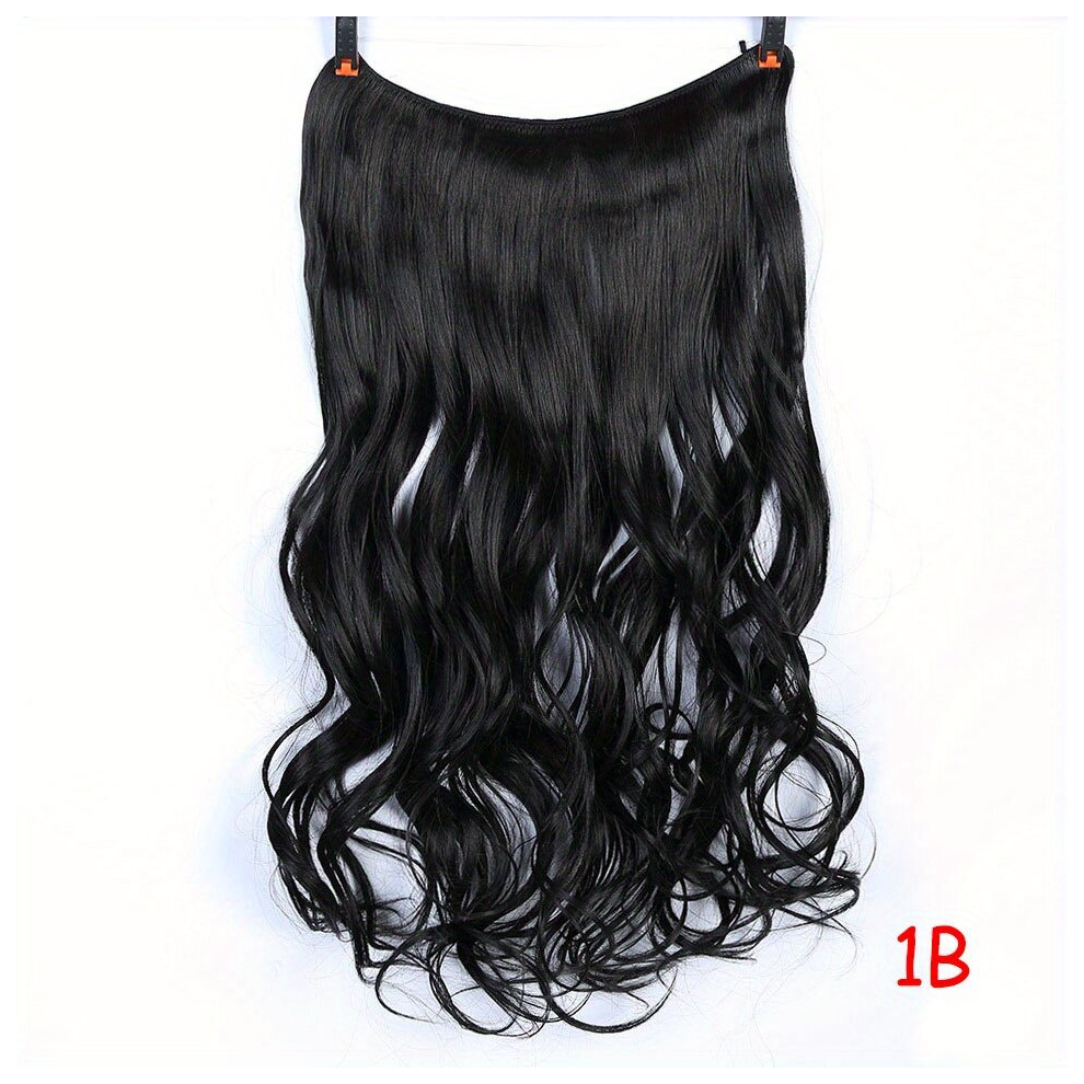 Unisex Multicoloured Long Wavy Curly Hair Extensions With Fish Line Invisible Wire Secret No Clips In Hairpieces Synthetic Heat Resistant Fiber Hair Extensions For Women G