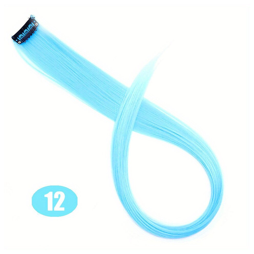 Synthetic Clip On Hair Extension Colorful Straight Hair Extension Clip In Hairpiece High Temperature Fiber Hair