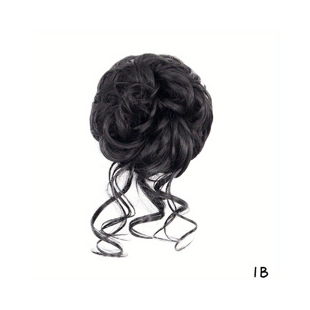 Unisex Multicoloured Messy Curly Wavy Hair Bun In Tousled Updo Hair Extensions Curly Wavy Synthetic Hair Bun Scrunchie Hair Piece For Women