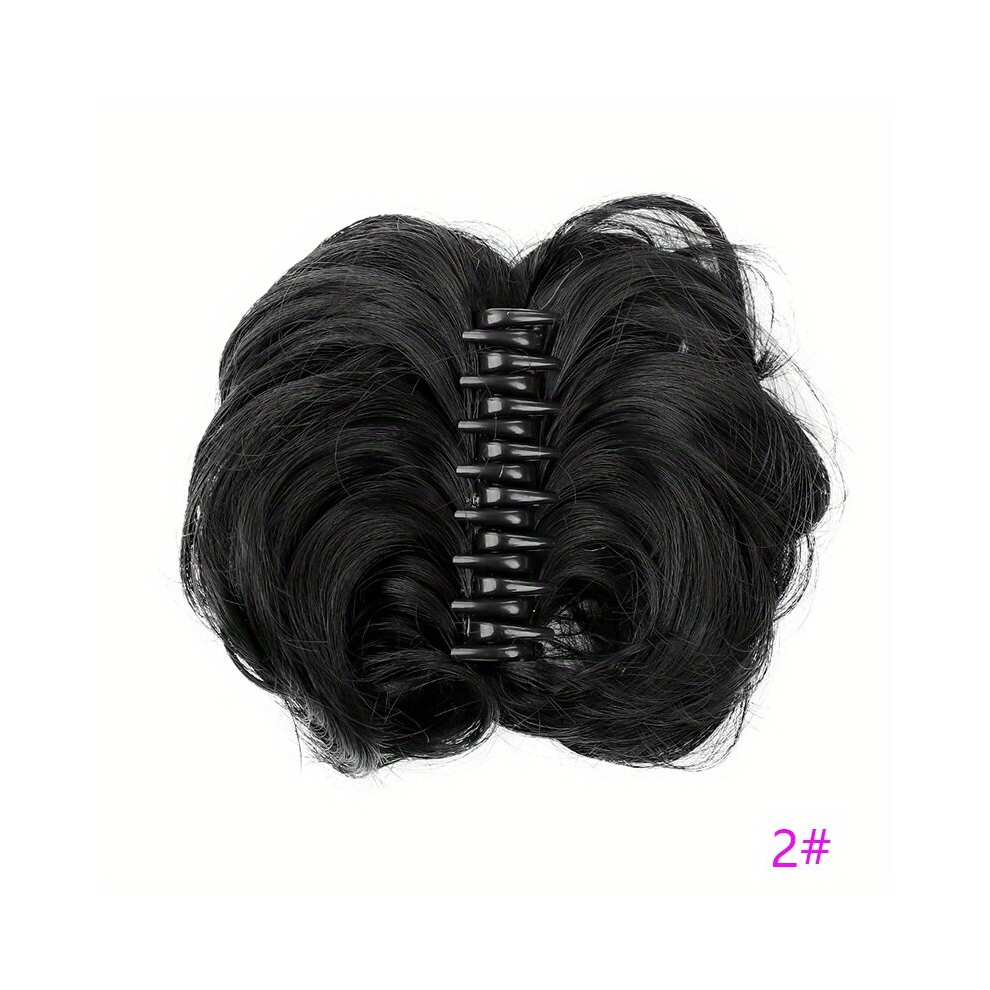 Unisex Black Synthetic Wavy Curly Chignon Hair Bun Extensions Messy Bun Hair Piece For Tousled Updo And Ponytail Hairpieces