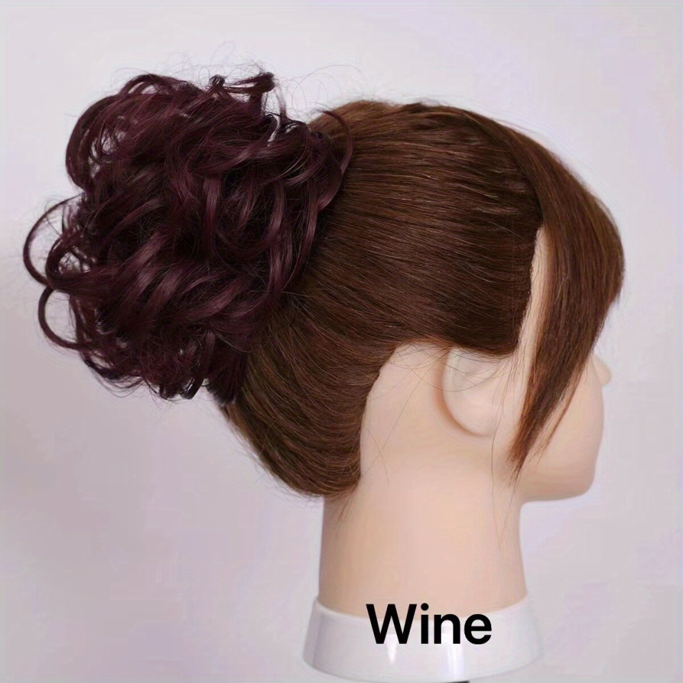 Unisex Multicoloured Messy Donut Hair Buns Updo Chignon With Rubber Band Synthetic Hair Extensions