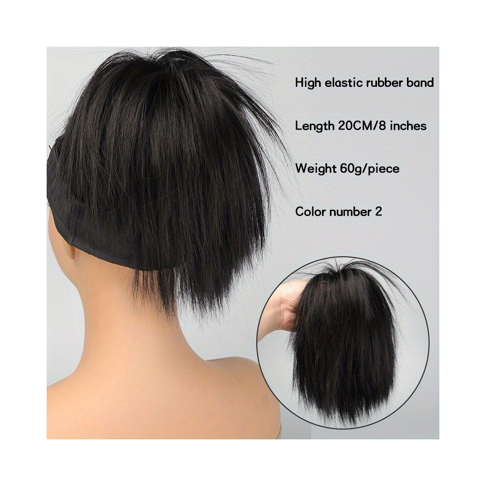 Messy Hair Buns Short Straight Ponytail With Elastic Hair Rope Synthetic Hair Extensions Natural Looking For Daily Use