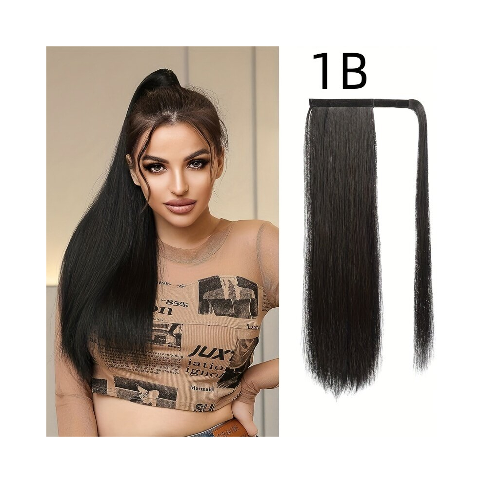 Unisex Multicoloured Ponytail Extension Wrap Around Long Straight Pony Tail Hair Fluffy Synthetic Hairpiece For Women Drawstring Hair In Hair Extensions 1B 60 96 Cm