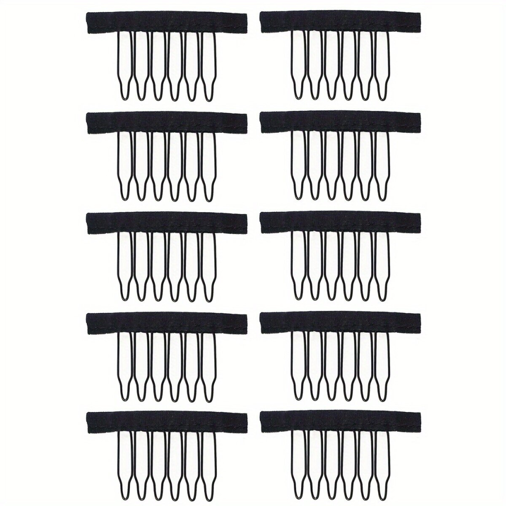 10 Pcs Wig Combs For Making Wig Caps 6 teeth Wig Clips Steel Teeth With Cloth Wig Combs For Hairpiece Caps Wig Accessories Tools Wig Clips For Wig