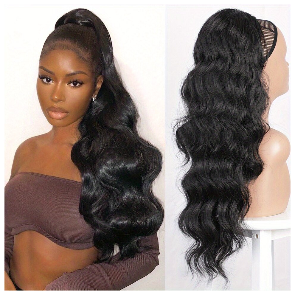 60 96 Cm Drawstring Ponytail Extensions Long Curly Wave Pony Tails Natural Synthetic Hairpiece Clip In Ponytails Hairpieces For Women Girls
