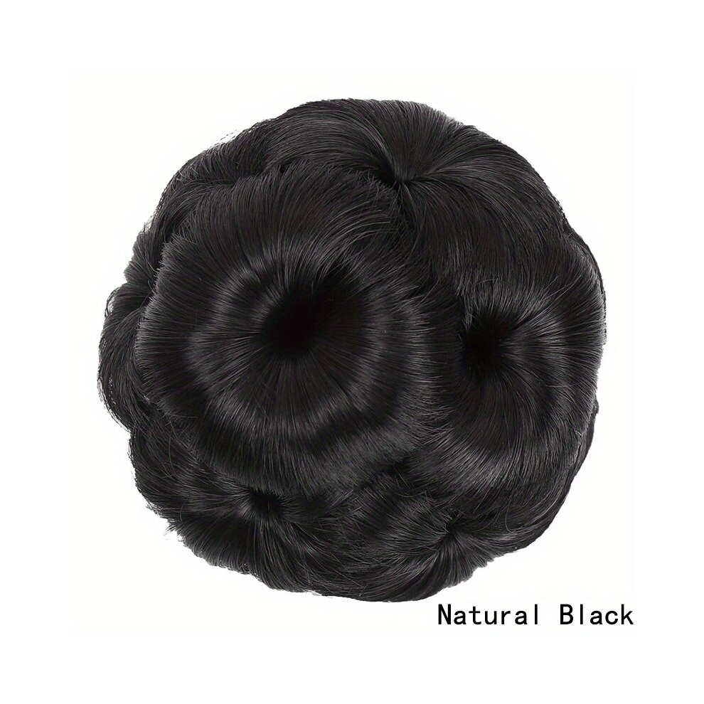 Unisex Black Hair Buns Updo Chignon Synthetic Clip In Hair Extensions Synthetic Clip Female Accessories