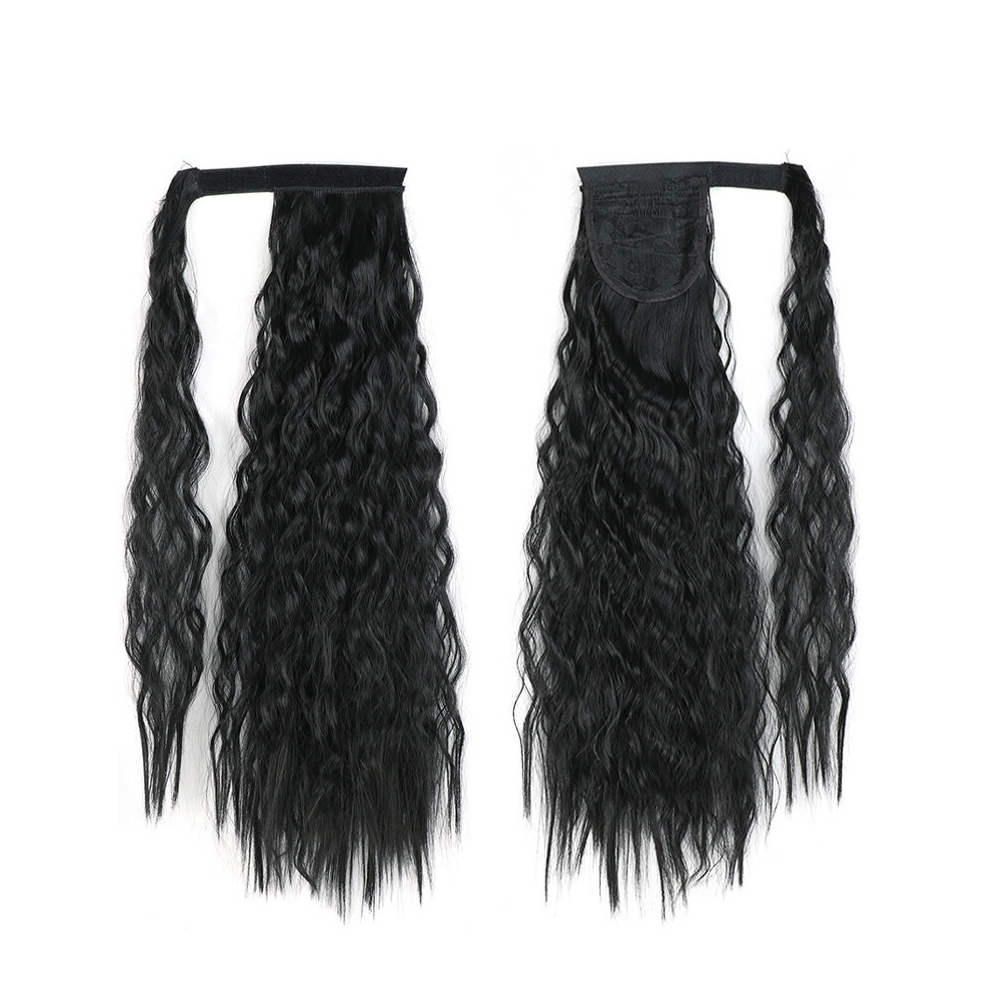 Unisex Multicoloured Long Corn Wave Ponytail Extension Clip In Long Wavy Curly Wrap Around Pony Tail Heat Resistant Synthetic Hairpiece For Women Girls