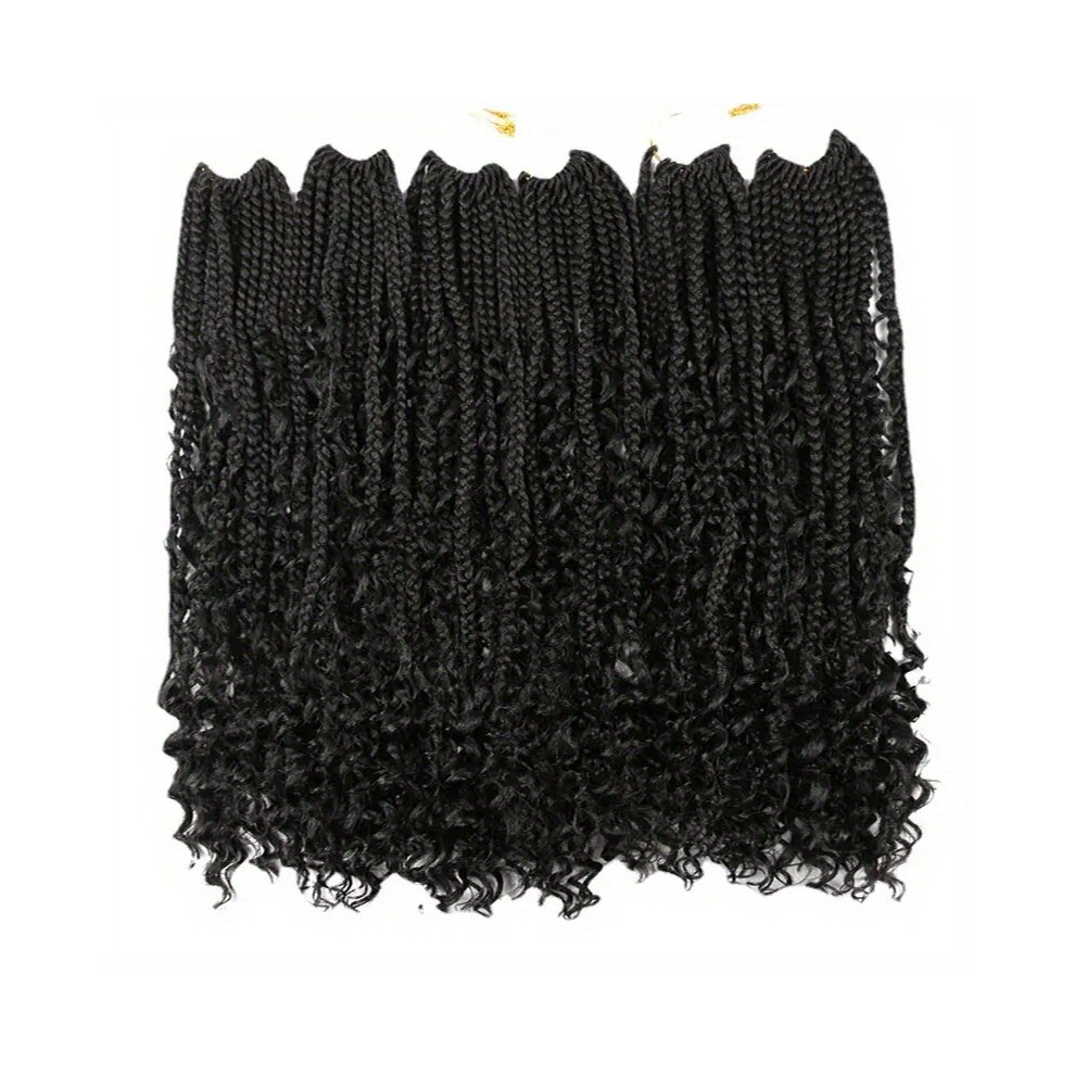 Unisex Black 6Packs 50 Curly Ends Goddess Box Braids Crochet Hair Extensions 50 8 Cm Crochet Braids With Curly Ends Goddess Braid French Curl Braiding Hair Extensi