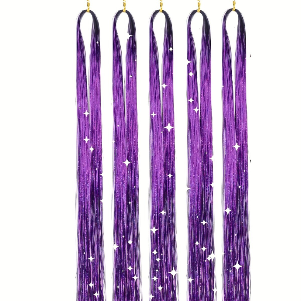 Y2K Tinsel Hair Extension 1200 Strands 121 92 Cm Sparkle Glitter Rainbow Colored Synthetic Crochet Hair Extensions For Christmas Year Halloween Cospla