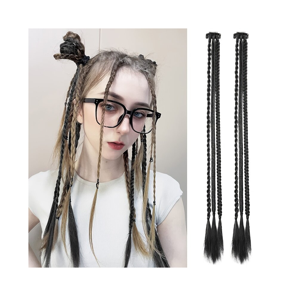 55 Box Braids Hair Pieces Small Three strand Braid Hair Pieces Synthetic Clip In Hair Extensions Fashionable For Daily Use Party Cosplay Halloween