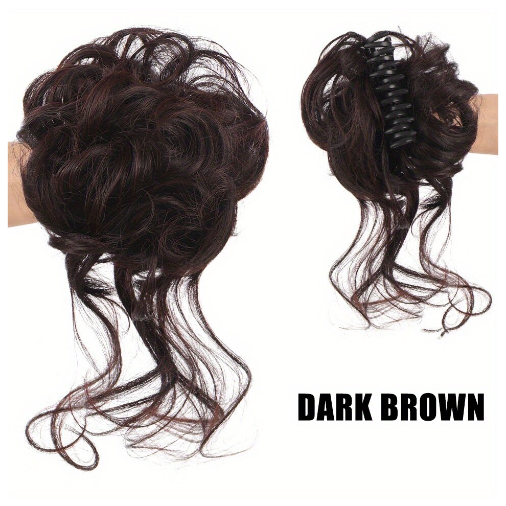 Unisex Multicoloured Messy Donut Hair Buns Updo Chignon Claw Ponytail Synthetic Clip In Hair Extensions