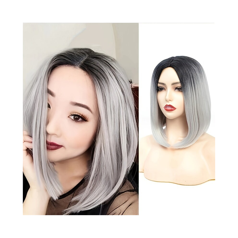 Costume Wig Ombre Short Straight Bob Wig Synthetic Wig Beginners Friendly Heat Resistant