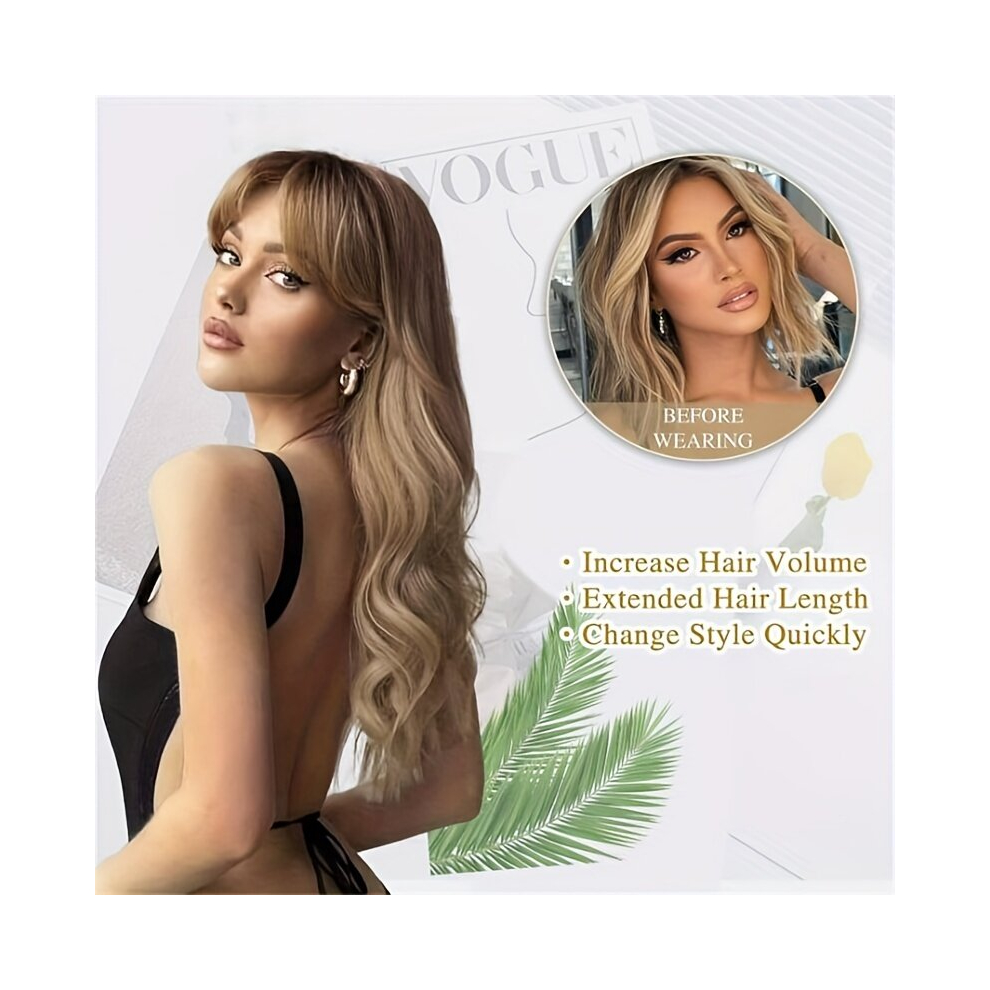 Unisex Multicoloured Ombre Long Curly Wavy Wig With Bangs Synthetic Wig Beginners Friendly Heat Resistant Natural Looking For Daily Use