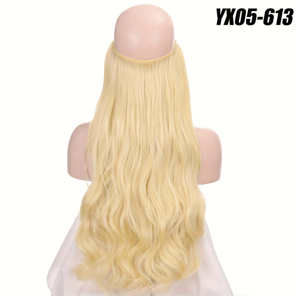 Unisex Multicoloured Long Wavy Hair Pieces Synthetic Fishing Line Hair Extensions Natural Looking For Daily Use No Clip 45