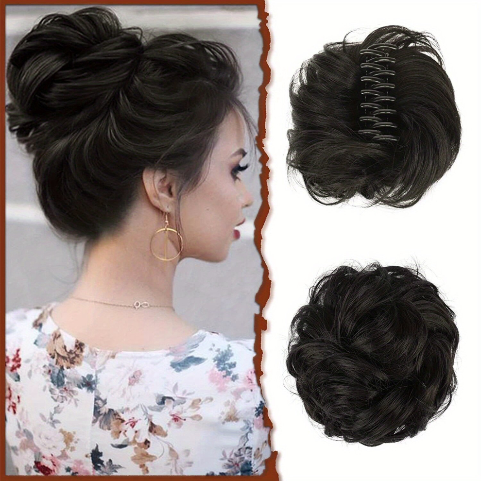 Unisex Multicoloured Fluffy Wavy Curly Claw Clip Hair Extensions For Women Messy Bun Chignon And Ponytail Updo Synthetic Hair Piece