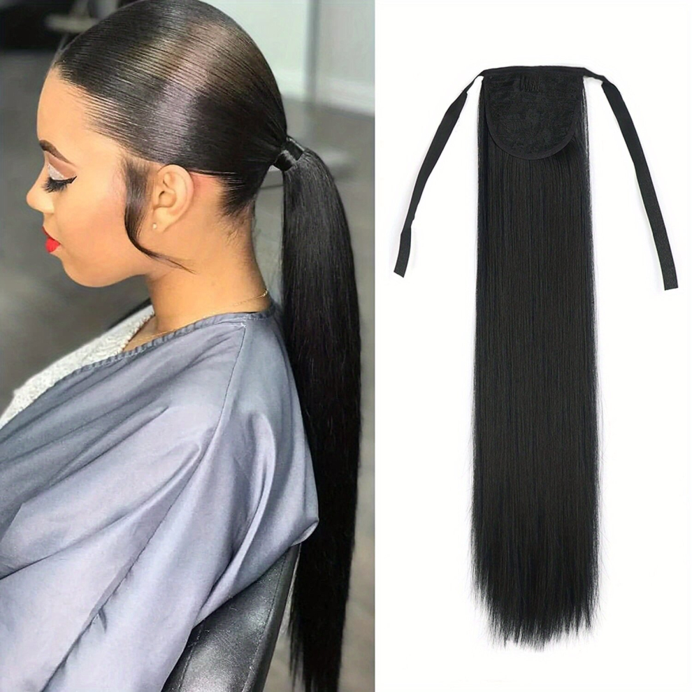 55 88 Cm Straight Ponytail Extensions Straight Wrap Around Clip In Ponytail Extensions Synthetic Fiber Hair Pieces For Women