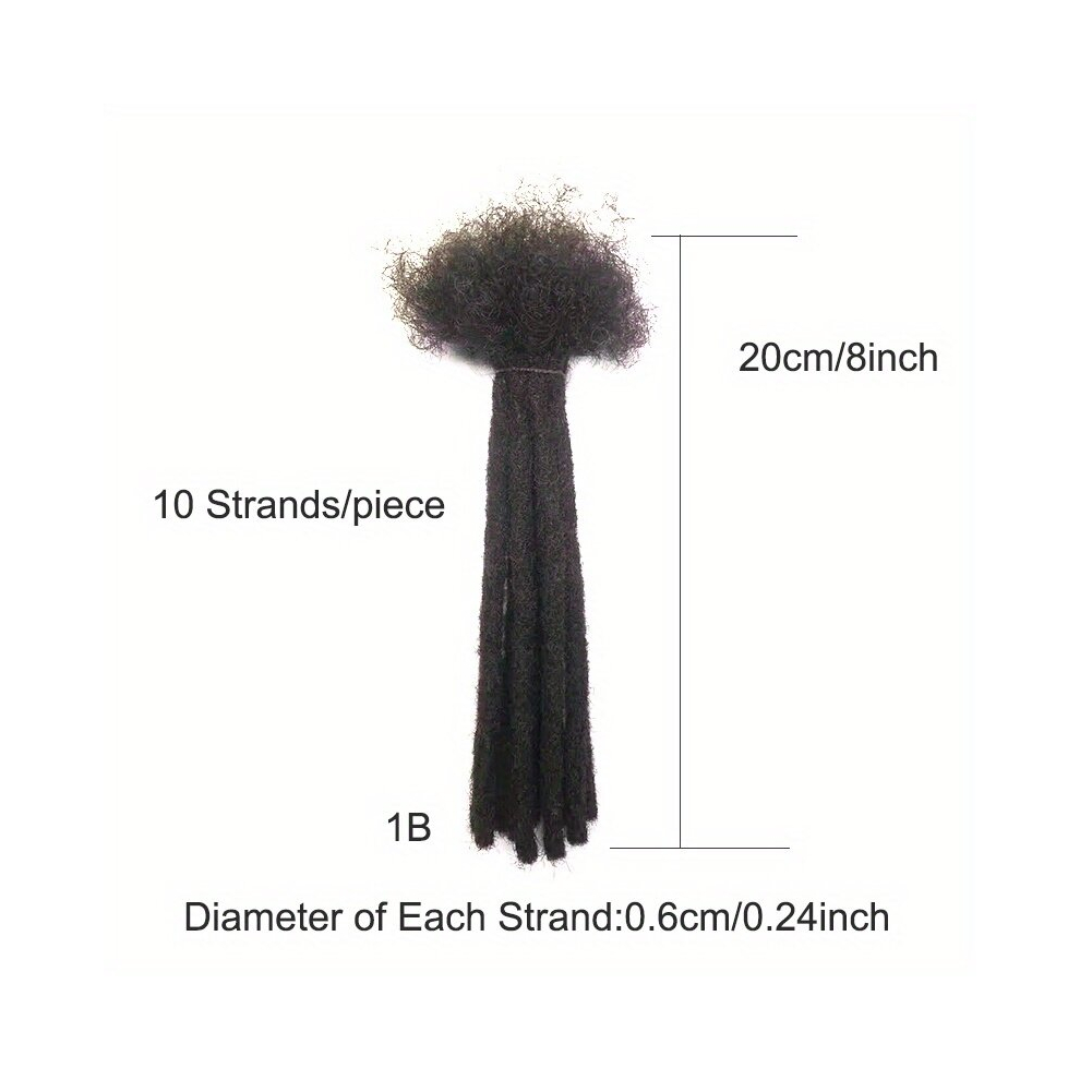 Unisex Black Hand Permanent Dread Locs Extensions Human Hair Dreadlocks For Men Women Can Be Dyed And Bleached