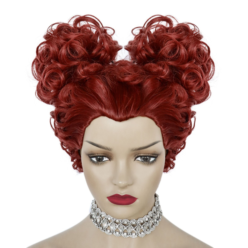 Unisex Brown Short Red Curly Cosplay Wig For Women Wigs For Halloween & 1Pc Wig Cap