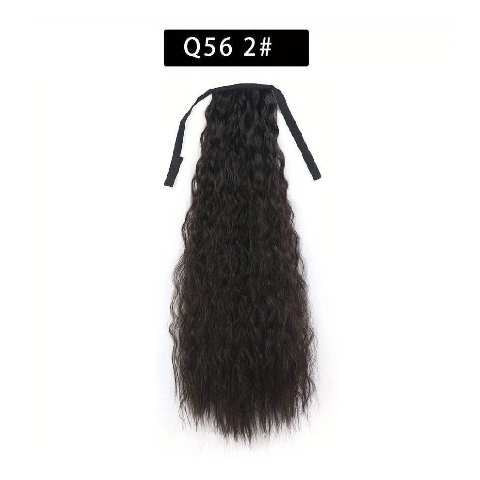 Ponytail With Ribbon Tie Wrapped Around Long Curly Wavy Ponytail Extensions Synthetic Hair Extensions Natural Looking For Daily Use 55