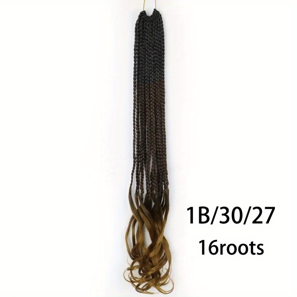 Unisex Multicoloured 45 72 Cm Synthetic Goddess Box Braids Crochet Hair Extension With Wavy Curly Ends Ombre Synthetic Hair Extensions