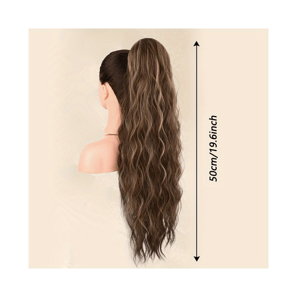 50 8 Cm Highlight Long Water Wave Ponytail Extensions Drawstring Synthetic Fiber Hair Extensions For Women Girls