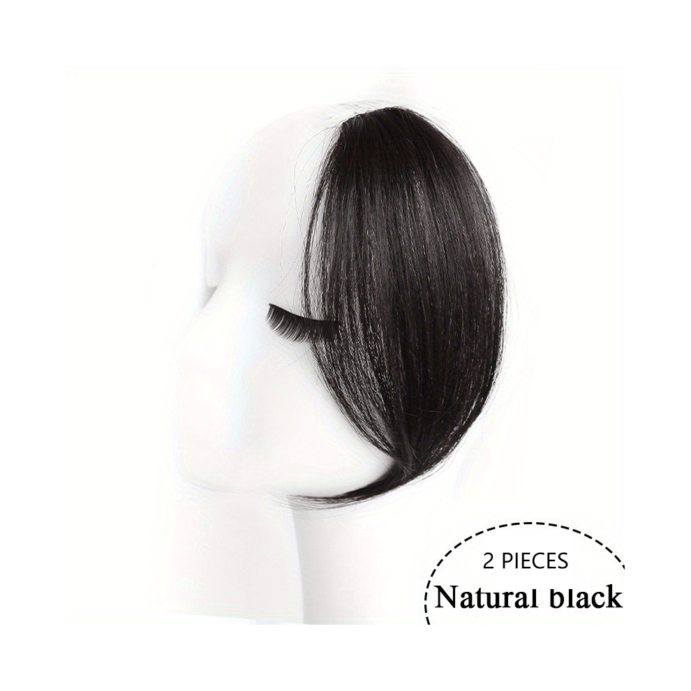 Natural Synthetic Clip In Straight Bangs for Women Middle Part Side Bang and Fringe Hair Extensions