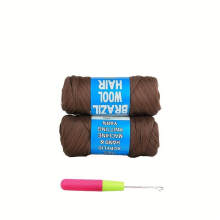 2 Roll Natural Brazilian Wool Hair Synthetic Hair Acrylic Yarn For African Crochet Hair Jumbo Braids Senegalese Twisting Knitting Hair Braids 70G Roll