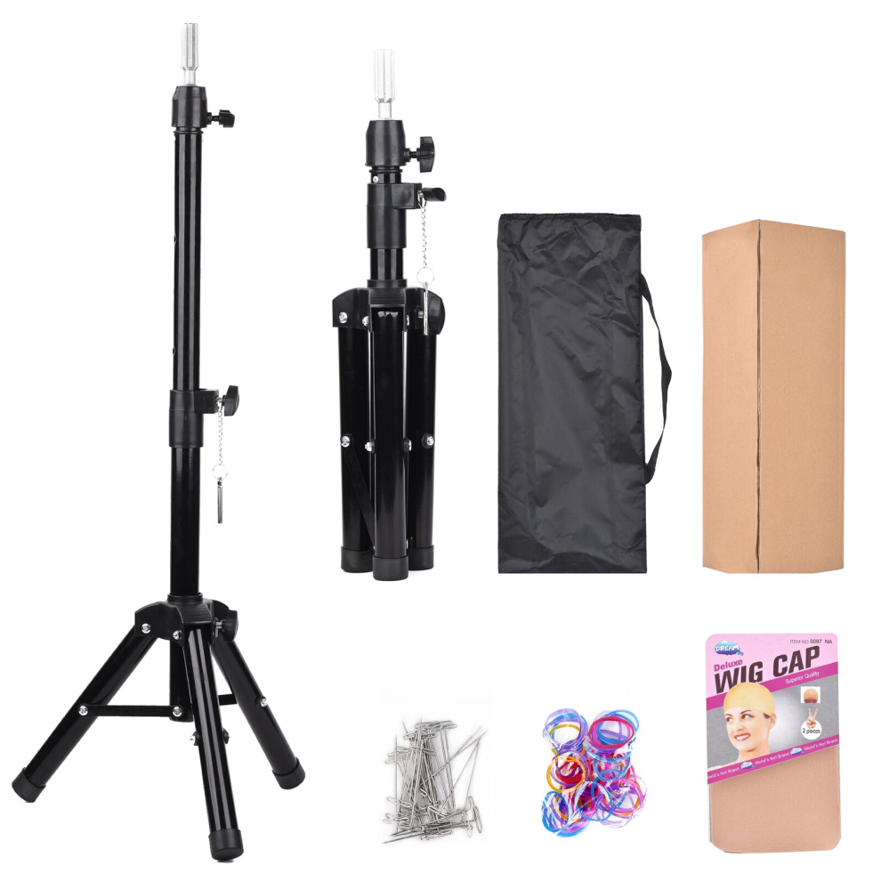 Black Wig Stand Tripod Mannequin Head Stand Adjustable Wig Head Stand For Cosmetology Hairdressing Training 101 6 Cm