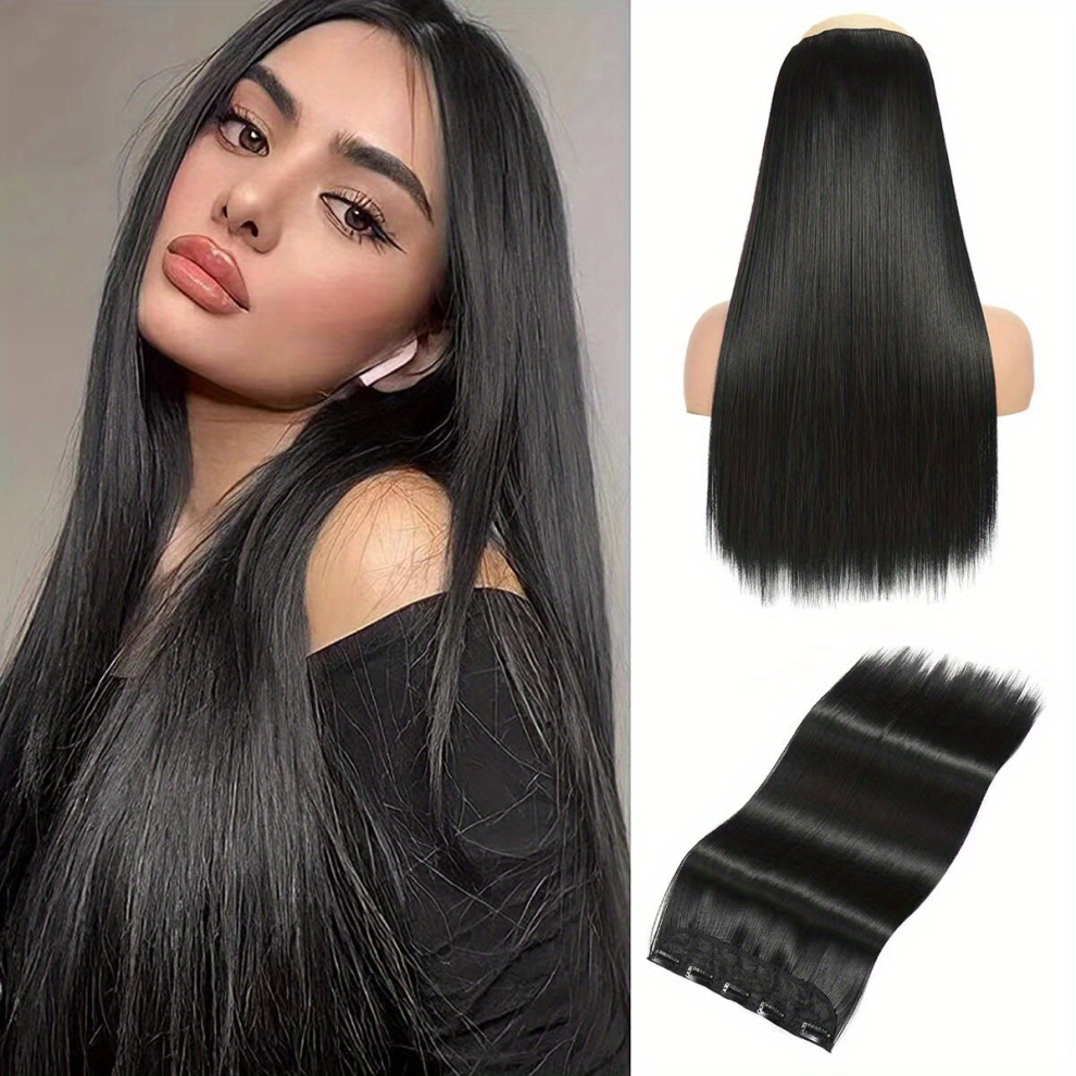 5 Clips Long Straight Synthetic Clip In Hair Extensions For Women Natural Looking For Daily Use