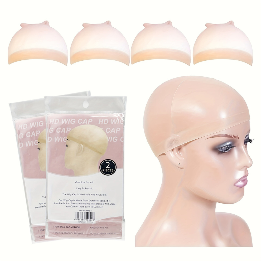Unisex Multicoloured 2 Pack 4 Pcs Hd Wig Cap For Lace Front Wig Transparent Wig Cap For Wig Stocking Wig Caps For Women Invisible Hd Wig Cap Wig Accessories