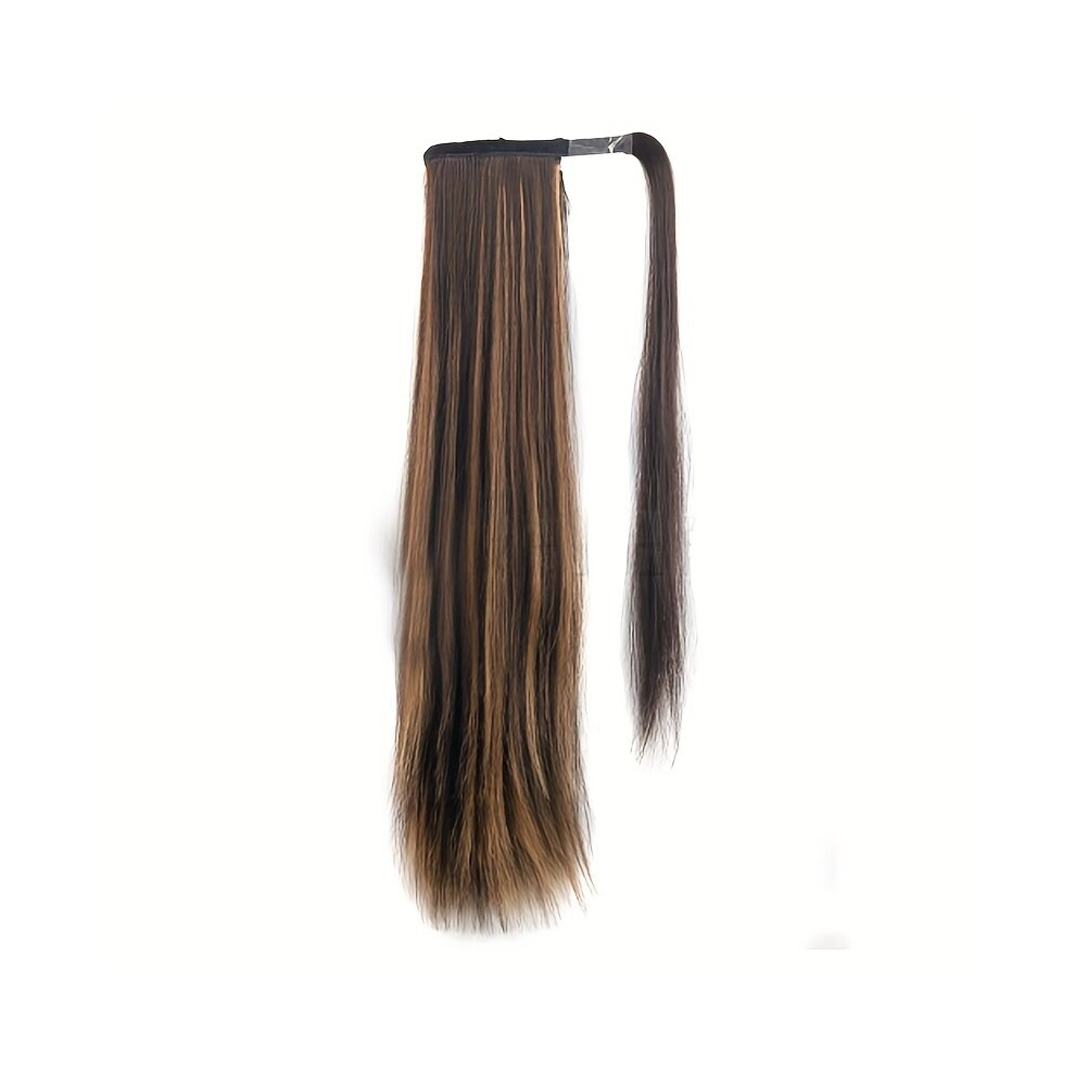 Ponytail With Hair Tie Wrapped Around Long Straight Ponytail Extensions Synthetic Clip In Hair Extensions Natural Looking For Daily Use