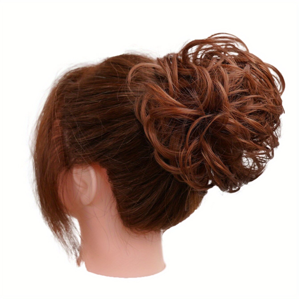 Unisex Multicoloured Messy Curly Hair Bun With Rubber Band Wavy Updo Hairpieces Synthetic Wavy Scrunchies Wig Chignon For Women Girls