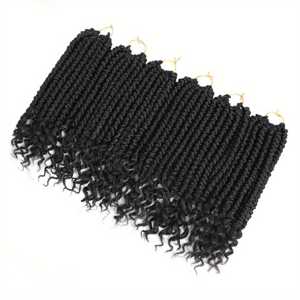 Unisex Black 6 Pack 30 48 Cm Bomb Twist Crochet Hair Extensions 30 48 Cm Spring Twist Crochet Braids Pre Looped Mini Passion Twist Braiding Hair Extensions Senegal
