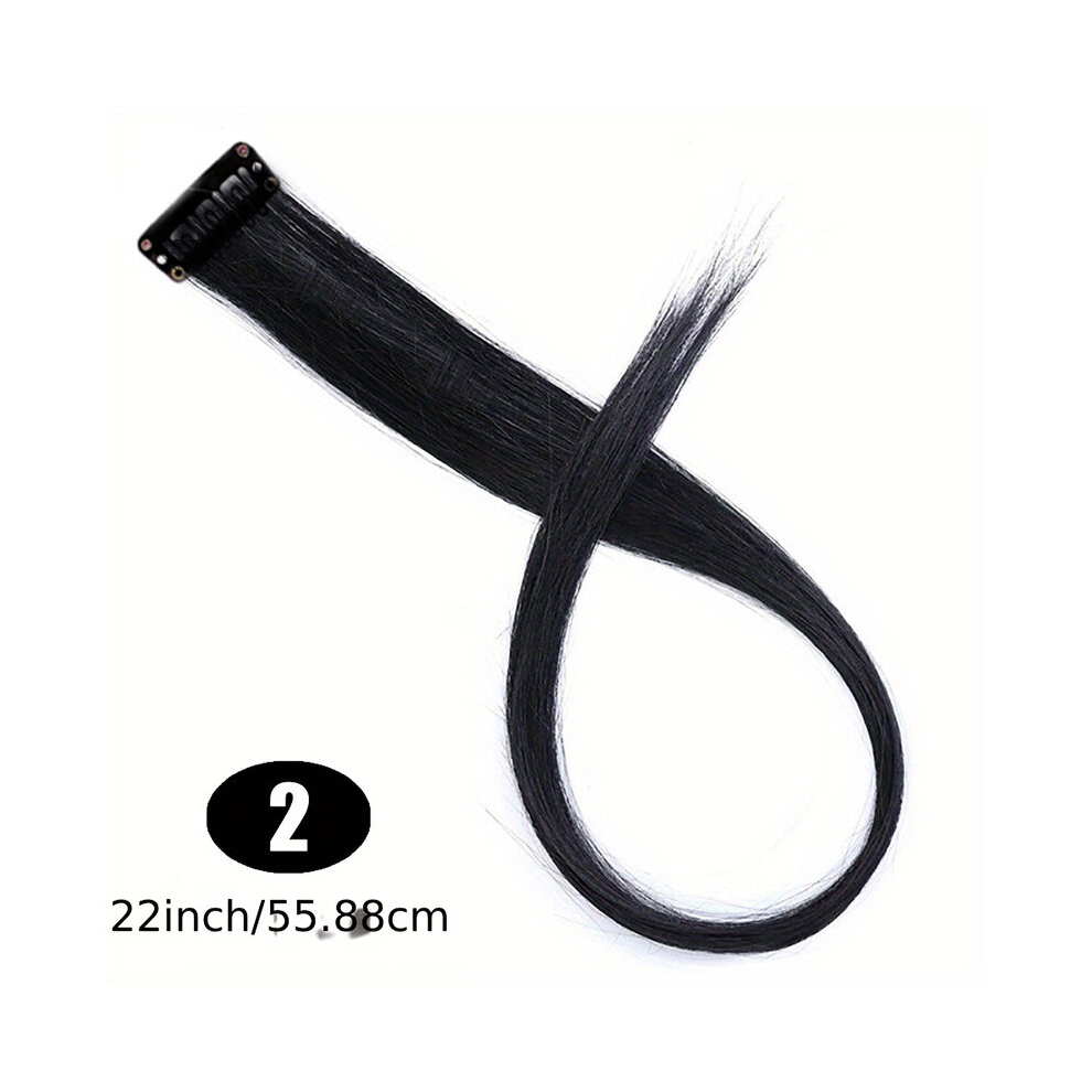 Synthetic Clip On Hair Extension Colorful Straight Hair Extension Clip In Hairpiece High Temperature Fiber Hair