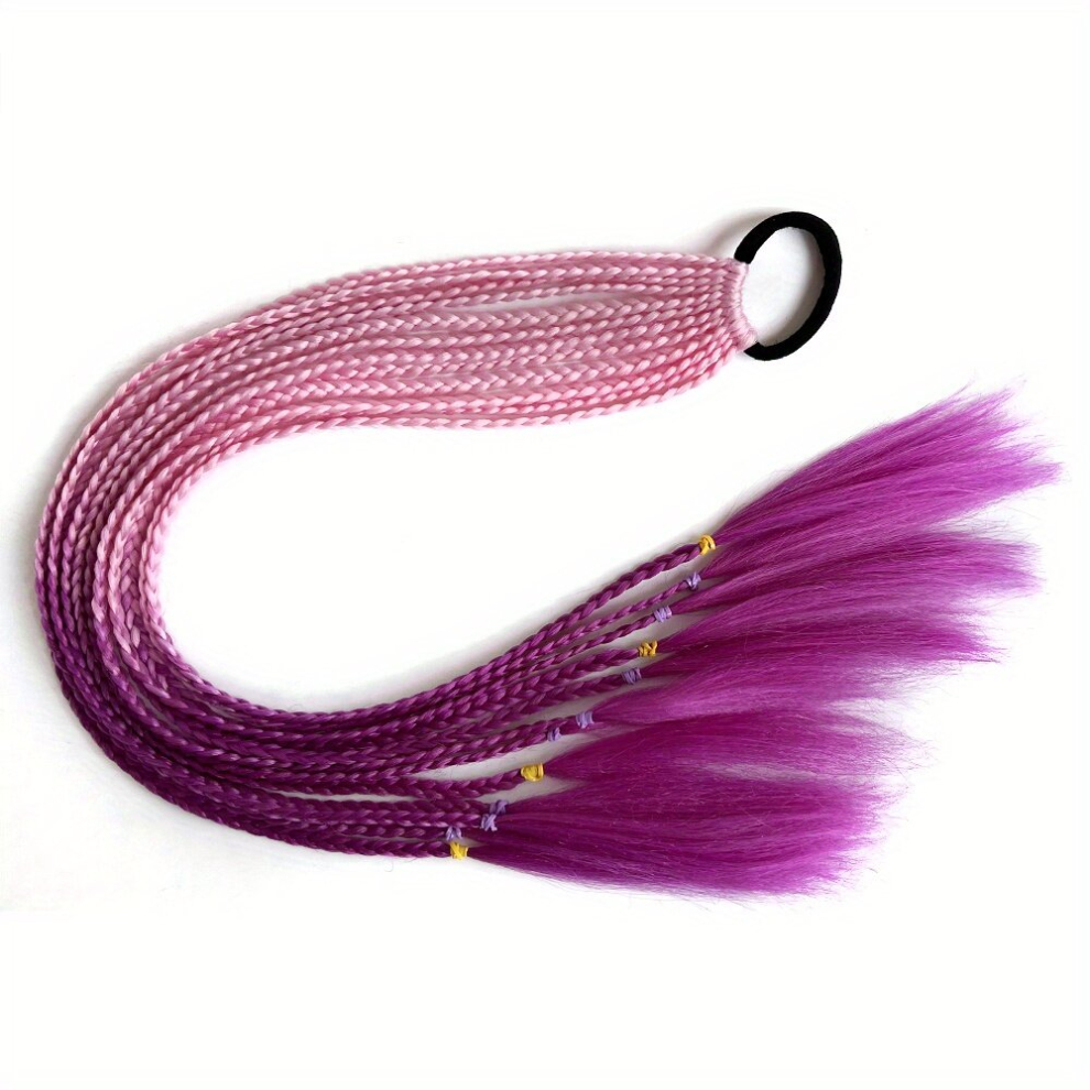 Rainbow Colorful 55 88 Cm Long Braiding Ponytail Extensions With Rubber Band Ombre Long Braid Synthetic Hair Extensions For Women Girls