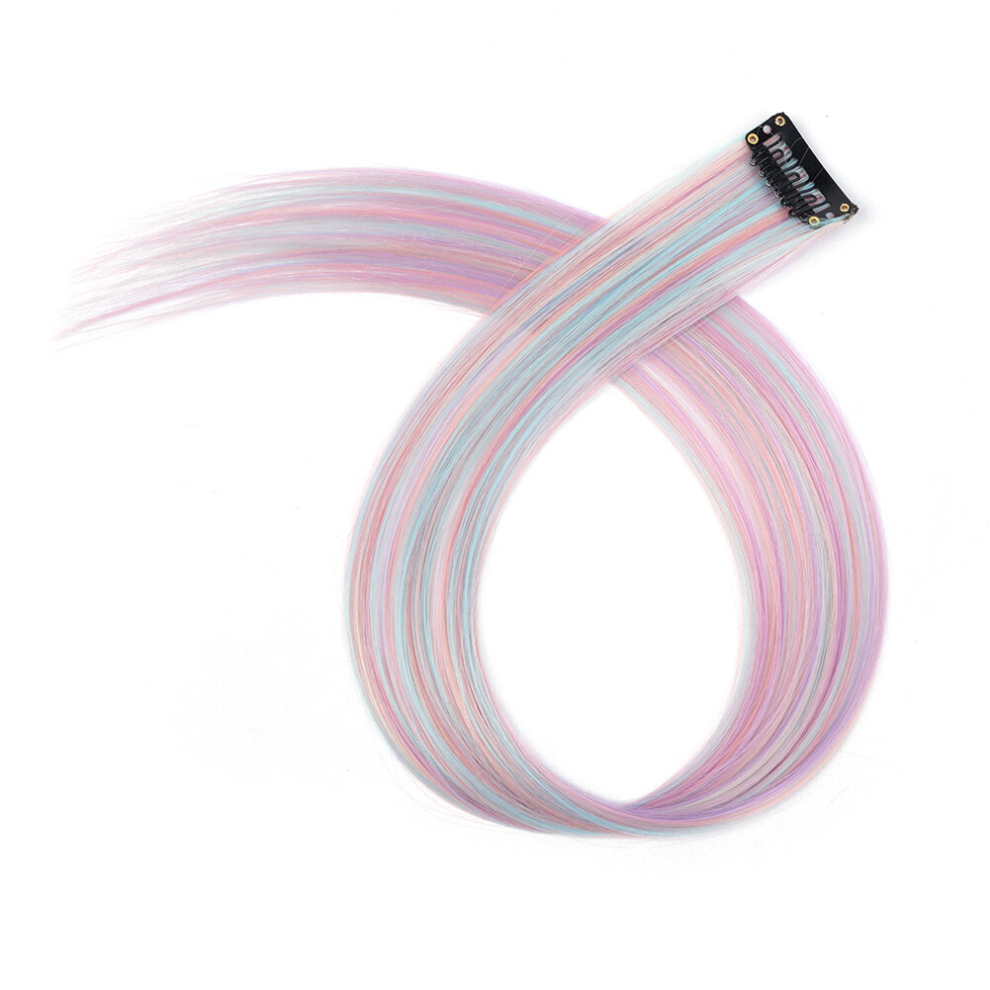 8 Pcs Colorful Highlights Clip In Hair Extensions 55 88 Cm Straight Synthetic Hairpieces For Party Halloween Cosplay