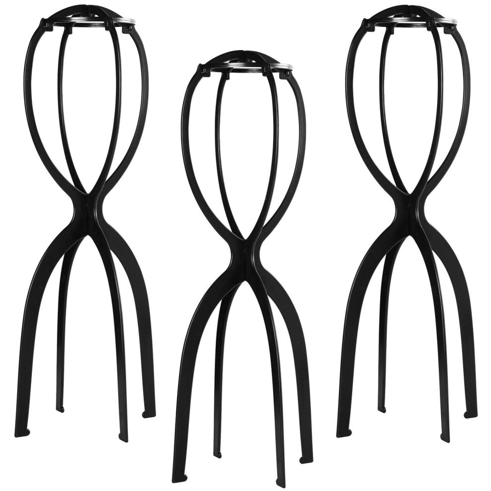 Unisex Multicoloured 3Pcs Set Wig Hat Stand Plastic Wig Holder Stand Portable Folding Bracket For Styling Drying Display Wig Stand For All Wigs