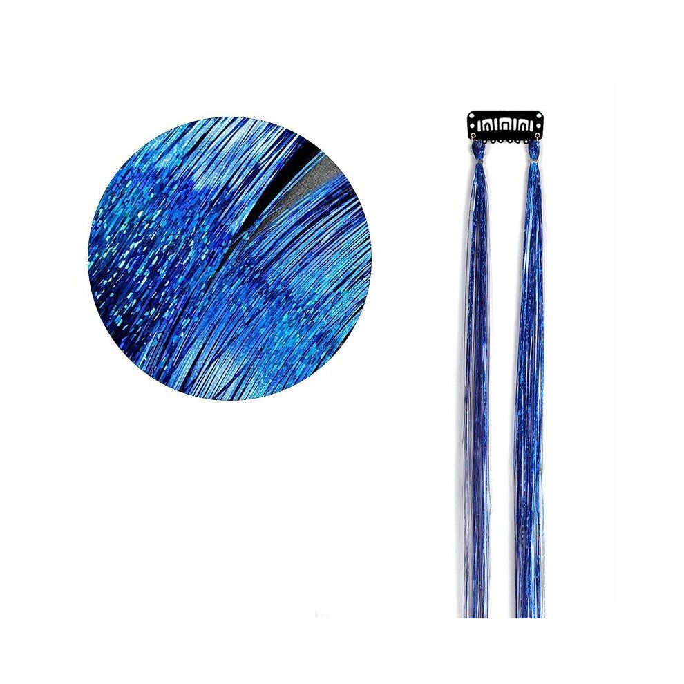 Y2K Tinsel Hair Extension 2 Strands Colorful Hair Pieces Straight Glitter Synthetic Hair Tinsel 50 8 Cm