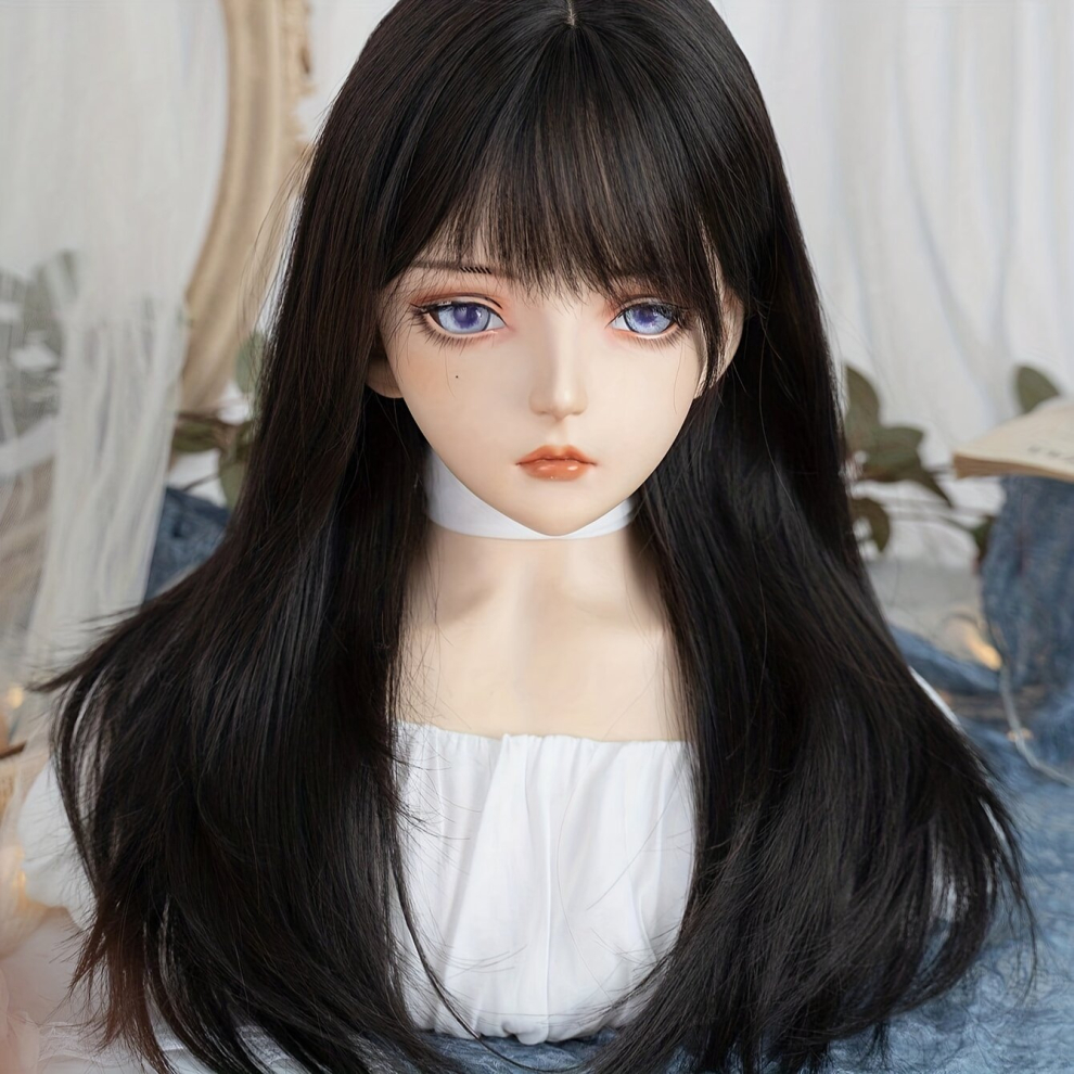 Unisex Multicoloured Long Straight Wig With Bangs Synthetic Wig Beginners Friendly Heat Resistant