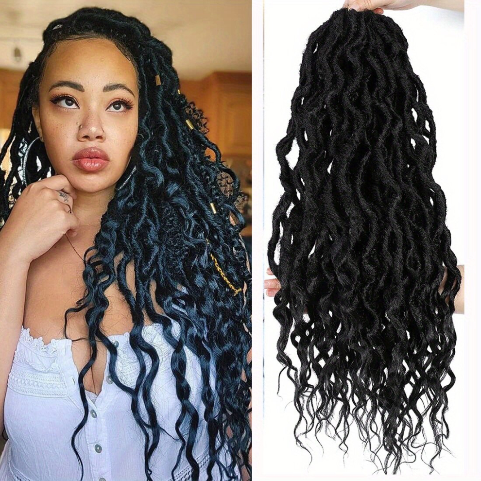 Faux Locs Crochet Hair Extensions Pre looped Goddess Locs Hair Extensions With Curly Ends Synthetic Braids Extensions
