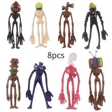 8pcs Siren Head Action Figure Toy Set Urban Legend Foundation Sirenhead Doll Horror Collectible Model Kids Gift