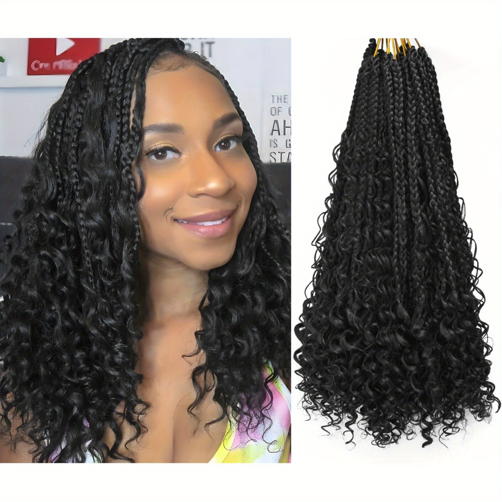 Ombre Small Three strand Braid With Curly Ends Hair Pieces Synthetic Crochet Hair Extensions 35 Fashionable For Daily Use Party Cosplay Halloween