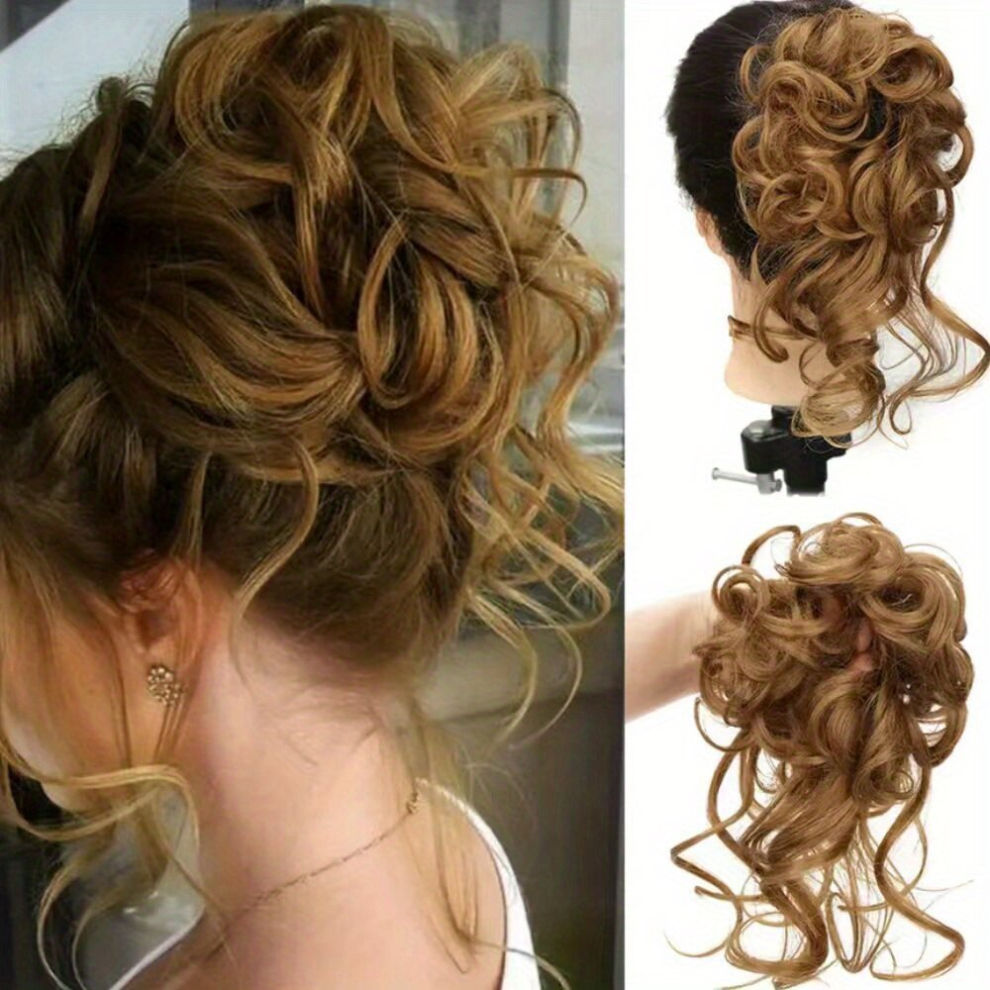Claw Messy Donut Hair Buns Updo Chignon Synthetic Clip In Hair Extensions Natural Looking For Daily Use