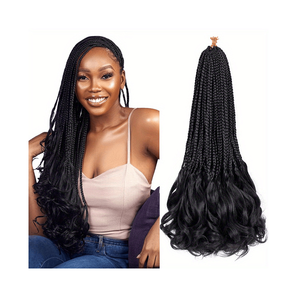 8pack 1pack 35 French Curl Crochet Knit Goddess Box Woven Crochet Hair Pre ring French Curl Braided Hair Box Braided Tape Curly Wavy End Synthetic Hai